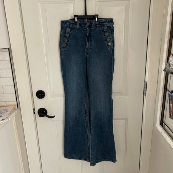 Gap Denim Jeans -  Dark Wash 70s Flare Buttons Hippie - SIZE 2 - Picture 1 of 4